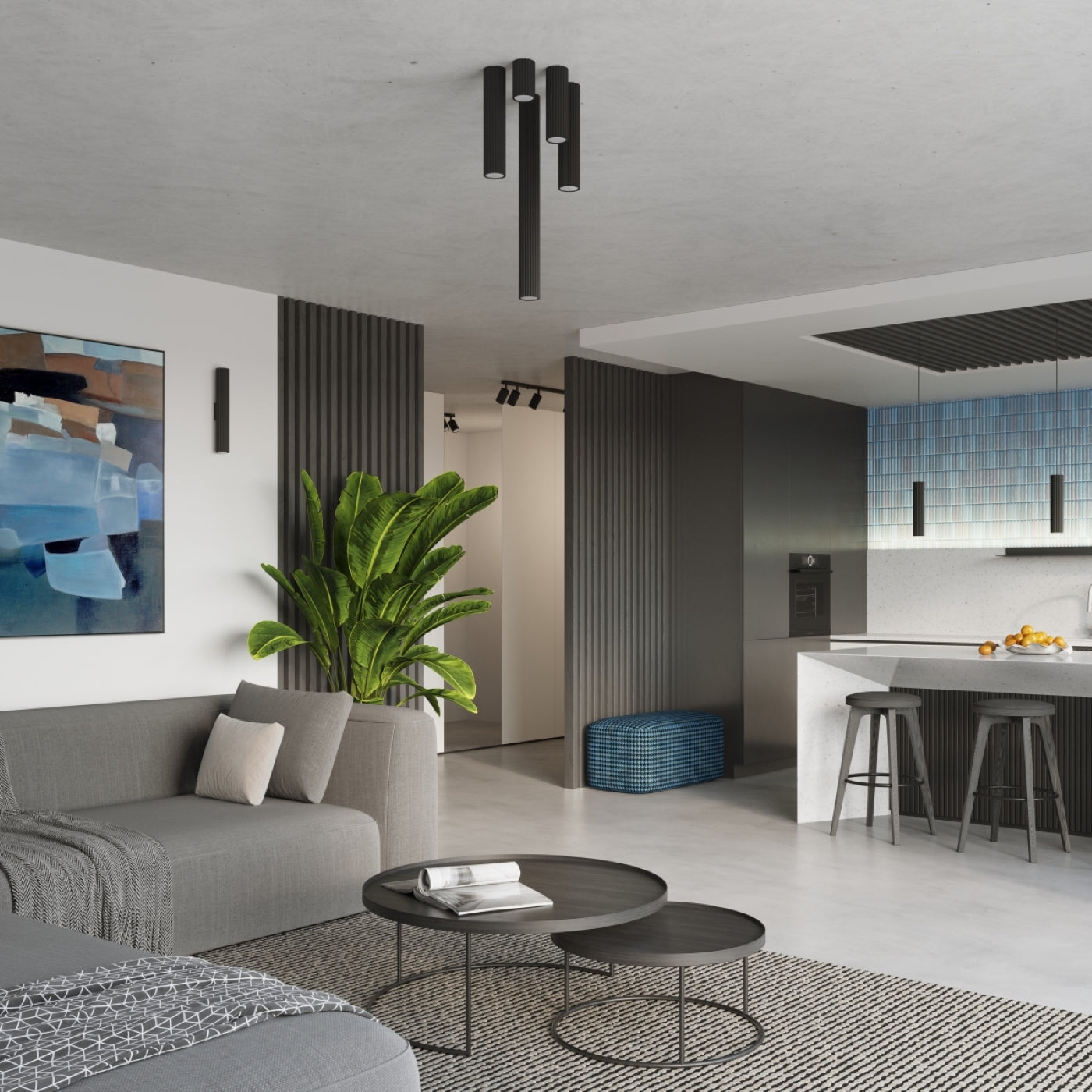 Pendant light KARBON 1 Black Aluminium GU10 Modern Design
