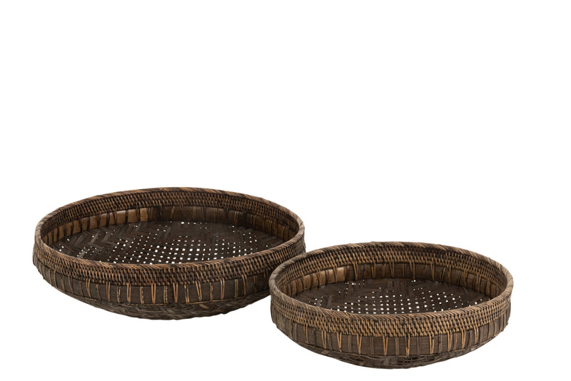 Exquisites 2er-Set Runde Rattan-Schalen in Schwarz Perfekt für stilvolle Dekoration und Aufbewahrung