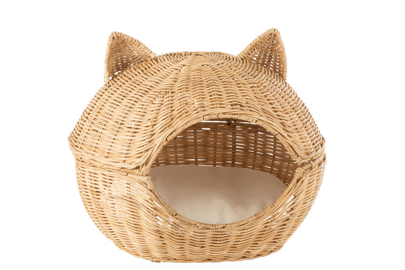 Katzenkorb mit Kissen Rattan Naturell - Gemütlicher Schlafplatz für Ihre Katze mit stilvollem Design