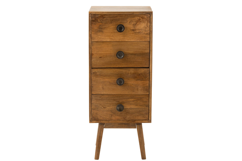 Lora cabinet 4 drawers mango tree brown - stylish storage with natural elegance