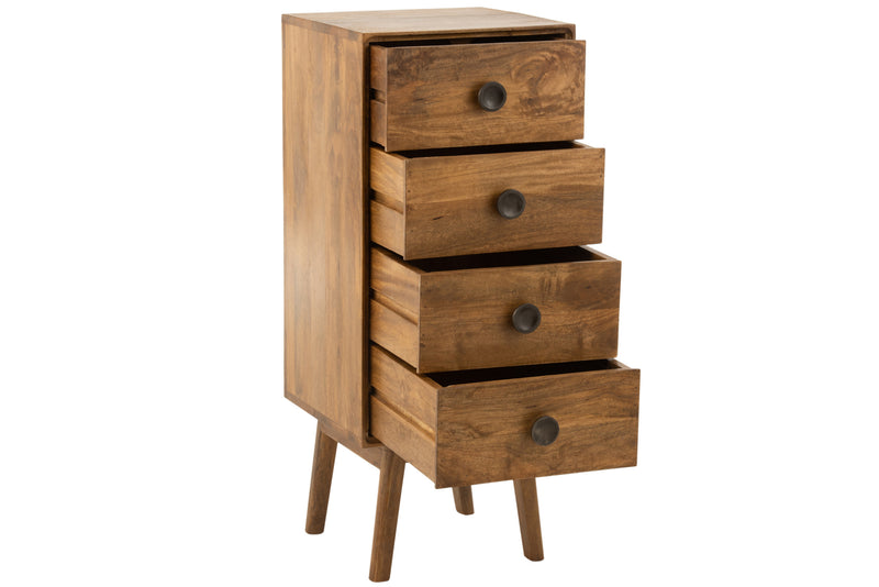 Lora cabinet 4 drawers mango tree brown - stylish storage with natural elegance