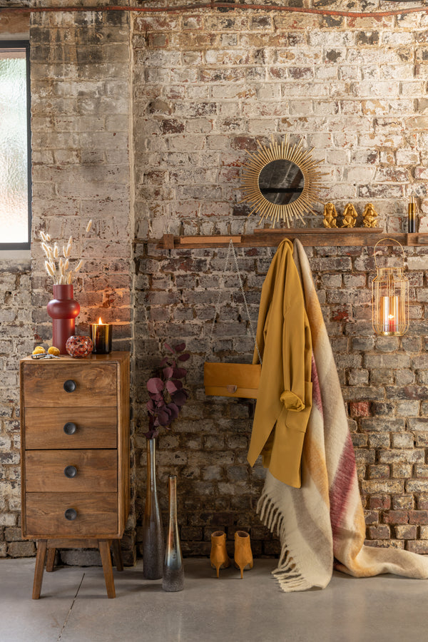 Lora cabinet 4 drawers mango tree brown - stylish storage with natural elegance