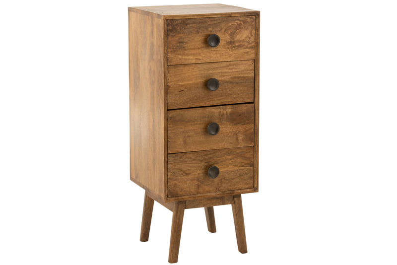 Lora cabinet 4 drawers mango tree brown - stylish storage with natural elegance