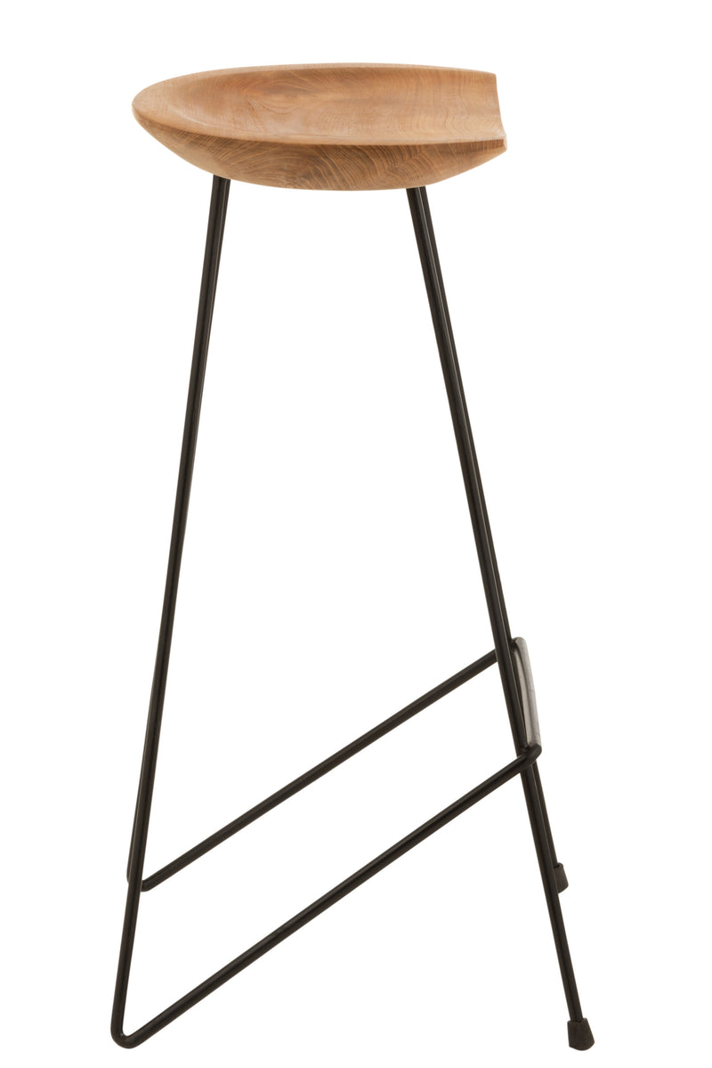 Set van 2 Naturell barstoelen - robuust teakhout ontmoet stoer metaal