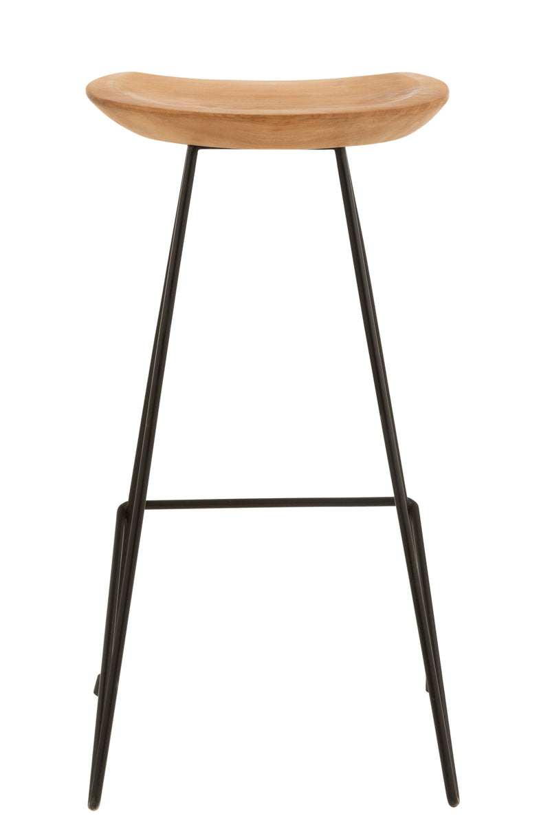 Set van 2 Naturell barstoelen - robuust teakhout ontmoet stoer metaal