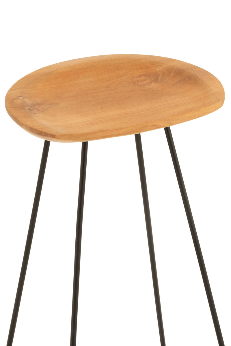 Set van 2 Naturell barstoelen - robuust teakhout ontmoet stoer metaal