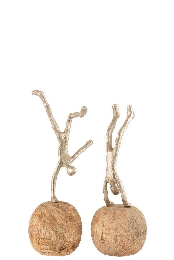 4er Set Elegante Stehende Figuren auf Fuß - Holz und Aluminium in Silber