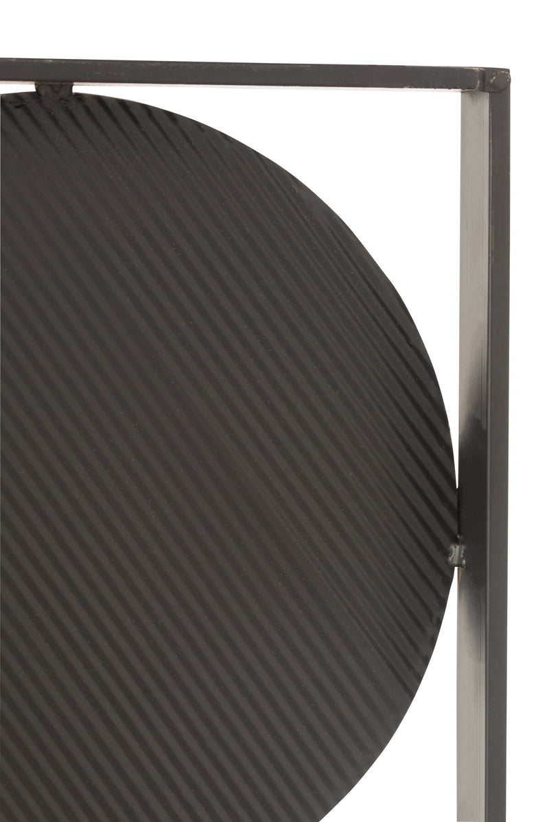 Stunning Wall Decoration Round Metal and Mirror Half Circles - Gold and Black Accents