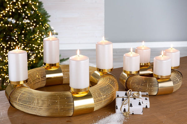 Edelstahl Adventsleuchter Gold 'Laval' – Festlicher Glanz für die Weihnachtszeit