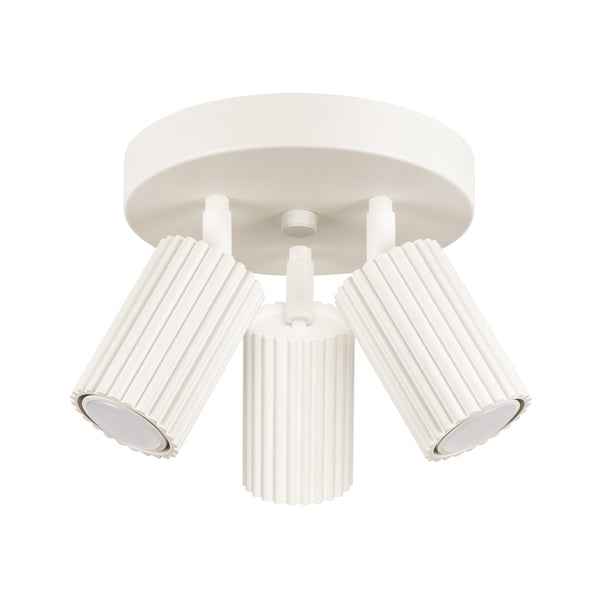 Plafond Deckenleuchte Karbon 3P Beige Aluminium Rund Design