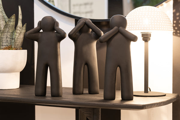 Set van 3 P'tit Maurice Sculptuur - Zien, horen, stilte - Zwart