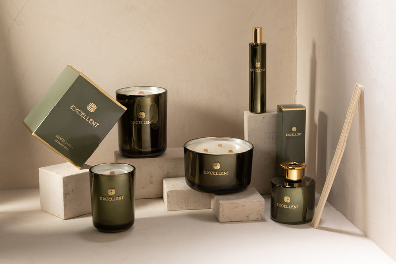 Set of 3 scented candles Excellent Bergamot Wood – a green oasis for the senses