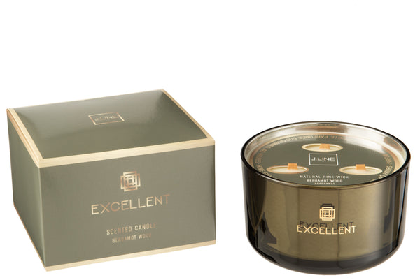 Set van 3 geurkaarsen Excellent Bergamot Wood – een groene oase voor de zintuigen