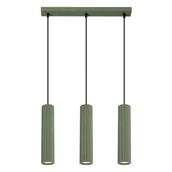 Pendant light KARBON 3L olive green