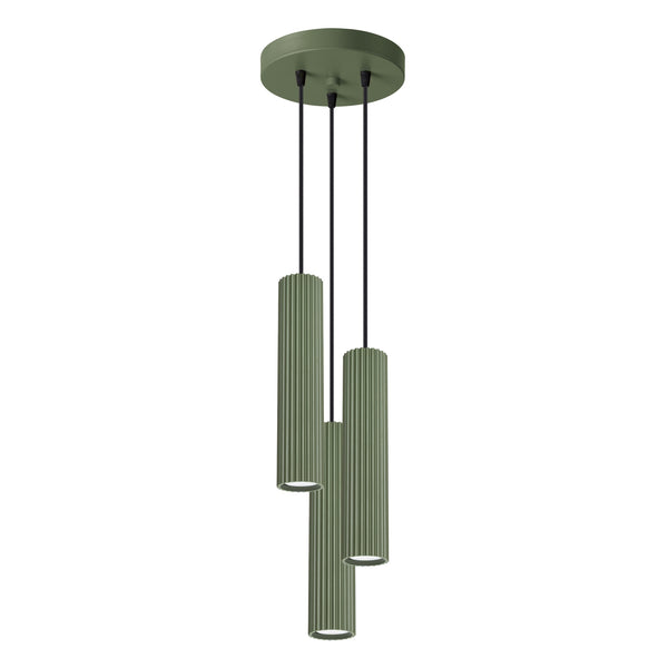 Pendant light KARBON 3P olive green