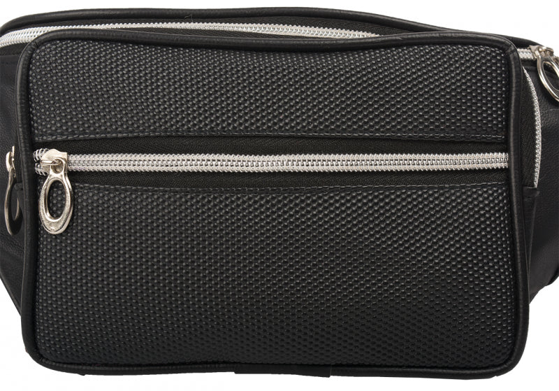 Bauchtasche UrbanEdge – Schwarze Hüfttasche aus Nappa-Leder mit Fronttasche, 34x15 cm