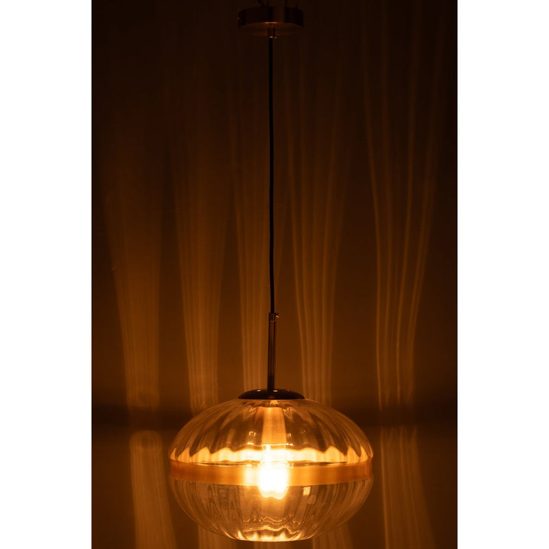 Elegant pendant lamp Oval – glass &amp; gold accents
