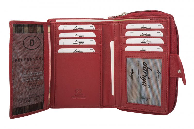 RFID Protection Ladies Wallet Cowhide Nappa Leather Red or Orange – Lots of Space &amp; Security