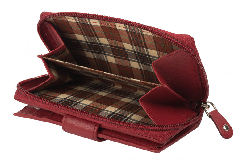 RFID Protection Ladies Wallet Cowhide Nappa Leather Red or Orange – Lots of Space &amp; Security