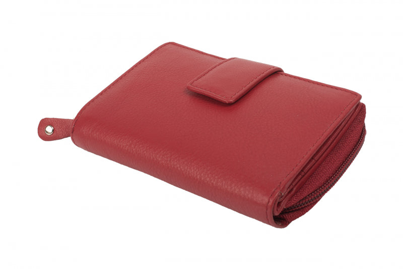 RFID Protection Ladies Wallet Cowhide Nappa Leather Red or Orange – Lots of Space &amp; Security