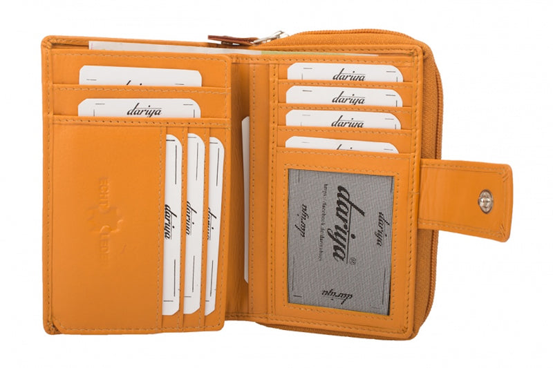 RFID Protection Ladies Wallet Cowhide Nappa Leather Red or Orange – Lots of Space &amp; Security