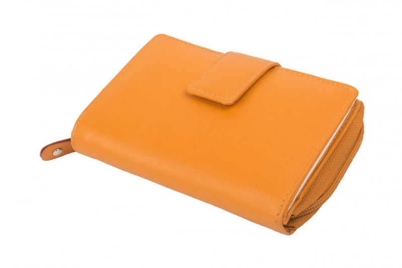 RFID Protection Ladies Wallet Cowhide Nappa Leather Red or Orange – Lots of Space &amp; Security