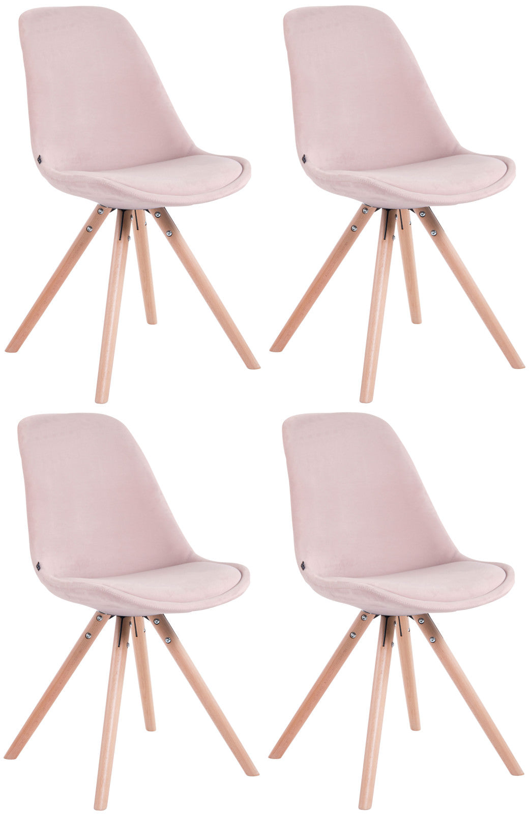 Set van 4 Toulouse fluwelen ronde stoelen