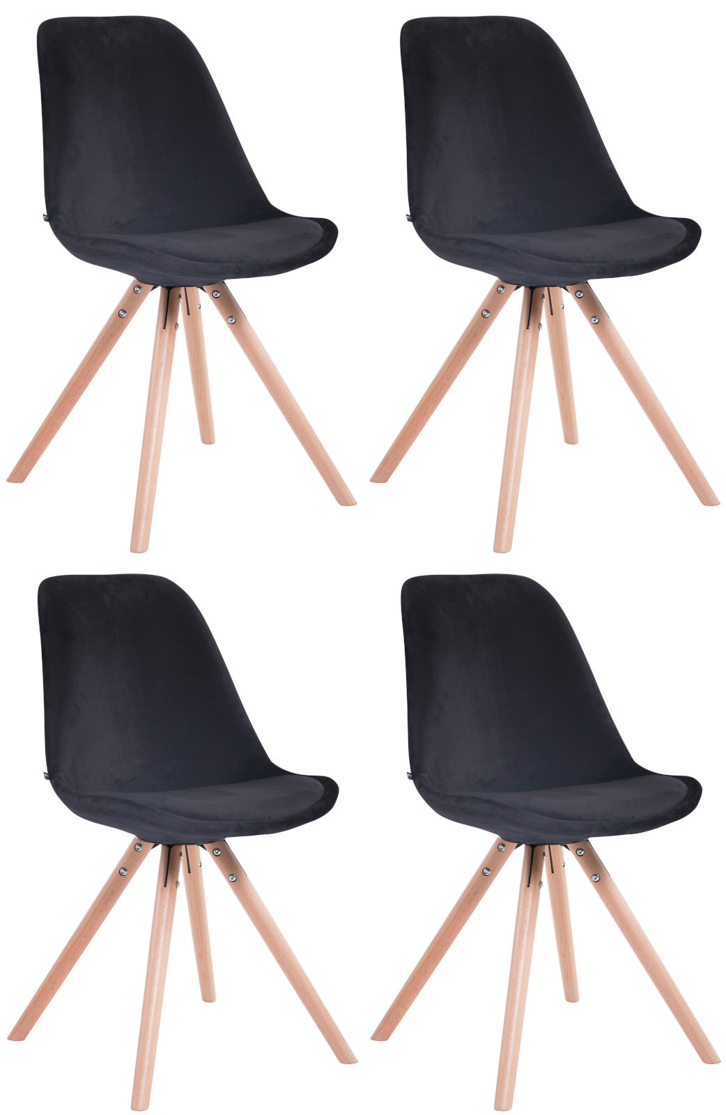 Set van 4 Toulouse fluwelen ronde stoelen