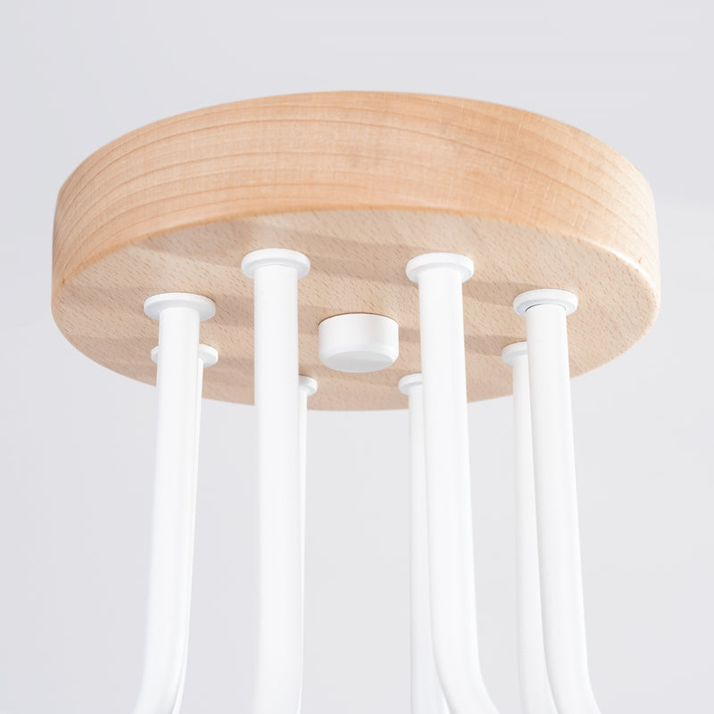 Kronleuchter Timbo 8 Flammig Weiß Holz Skandinavisches Design