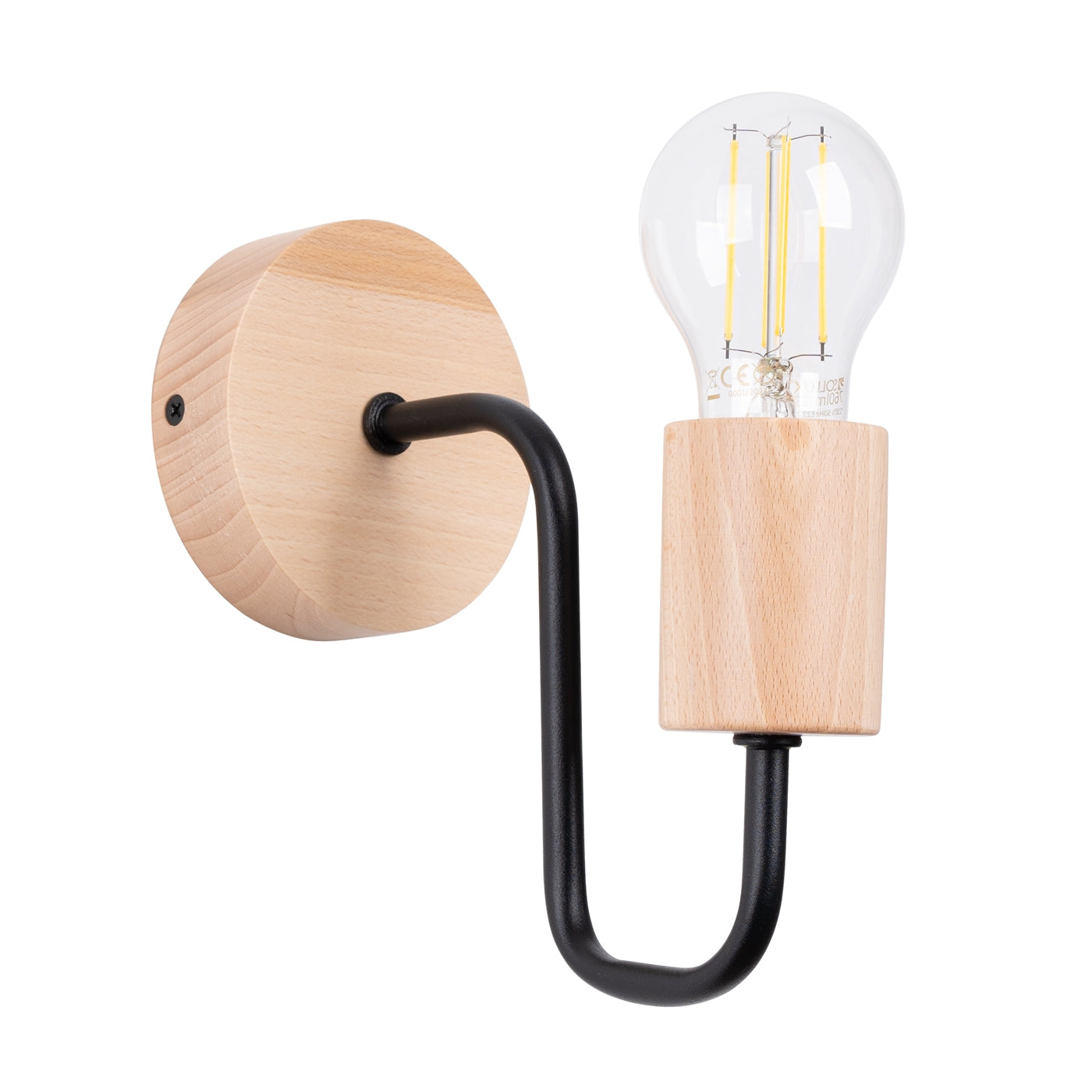 Wandlampe Timbo Schwarz Holz Skandinavisch Modern