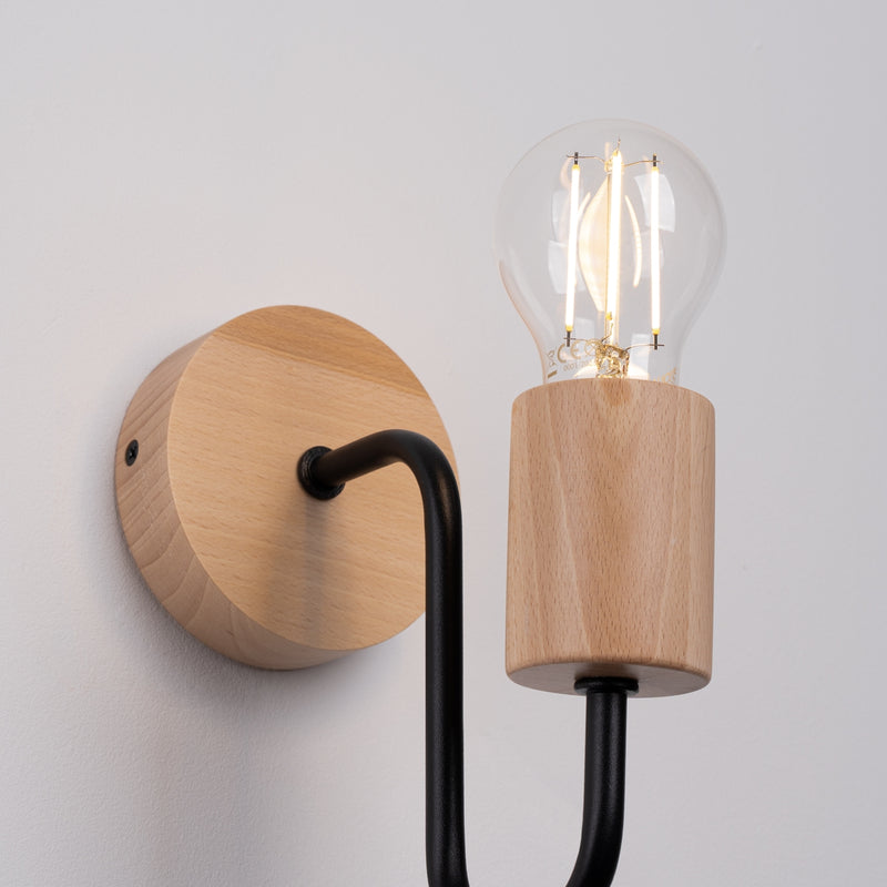Wandlampe Timbo Schwarz Holz Skandinavisch Modern