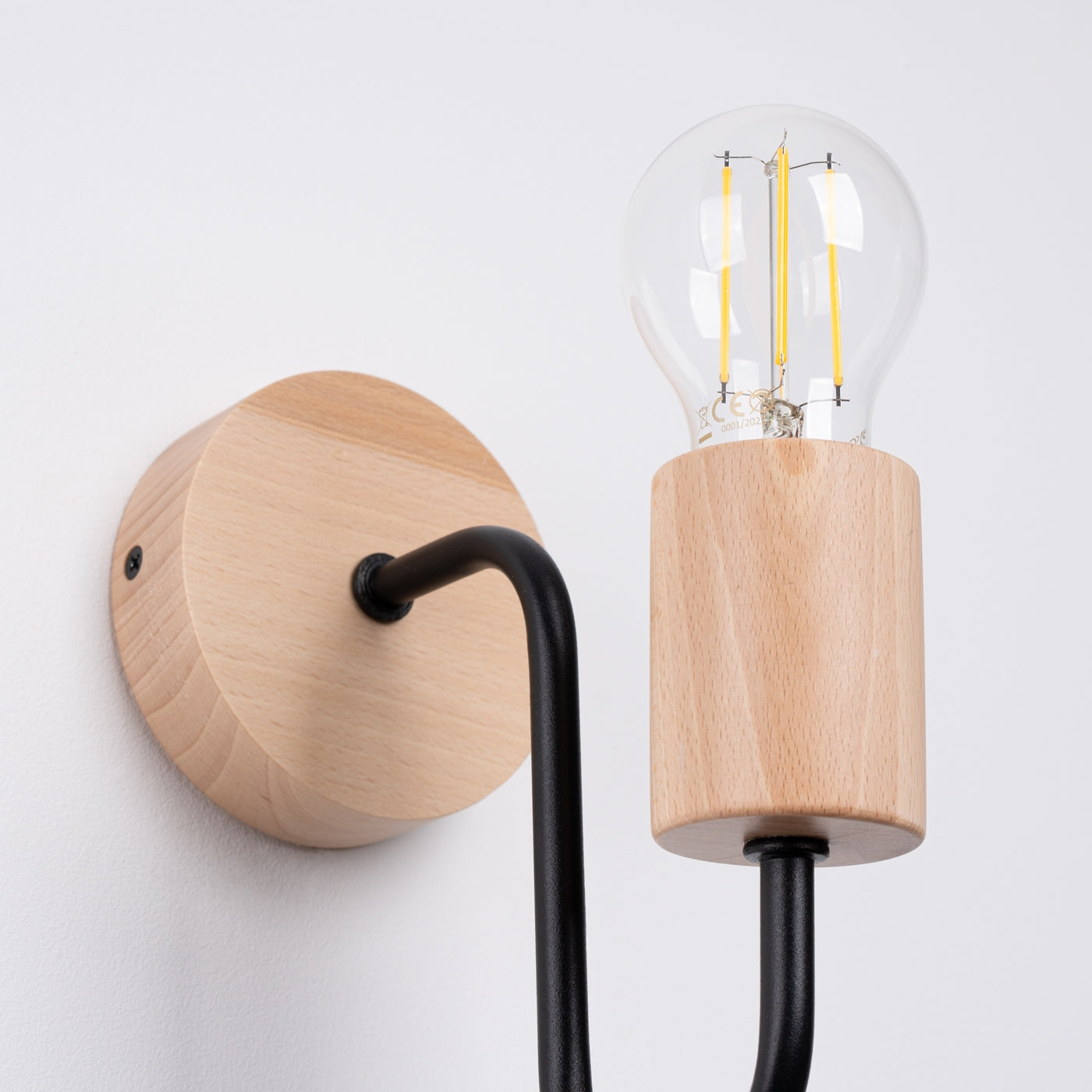 Wandlampe Timbo Schwarz Holz Skandinavisch Modern