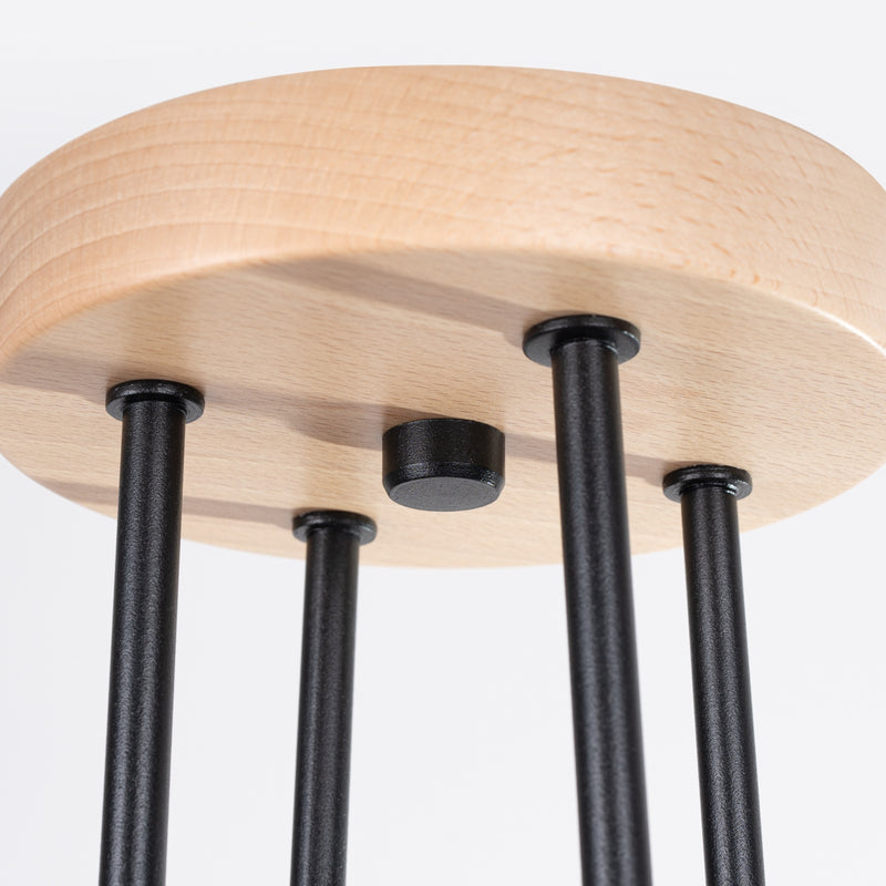 Chandelier Timbo 4-light black wood Scandinavian style