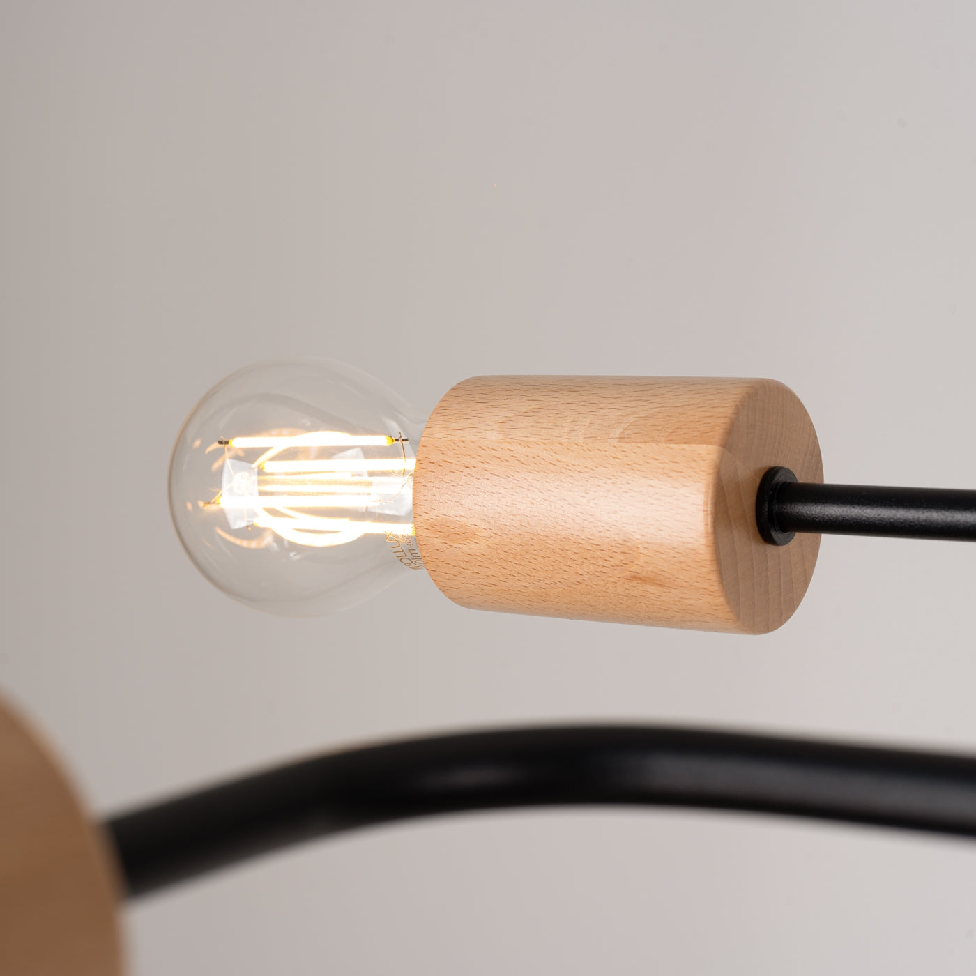 Kronleuchter Timbo 6 Flammig Schwarz Holz Skandinavisch Modern