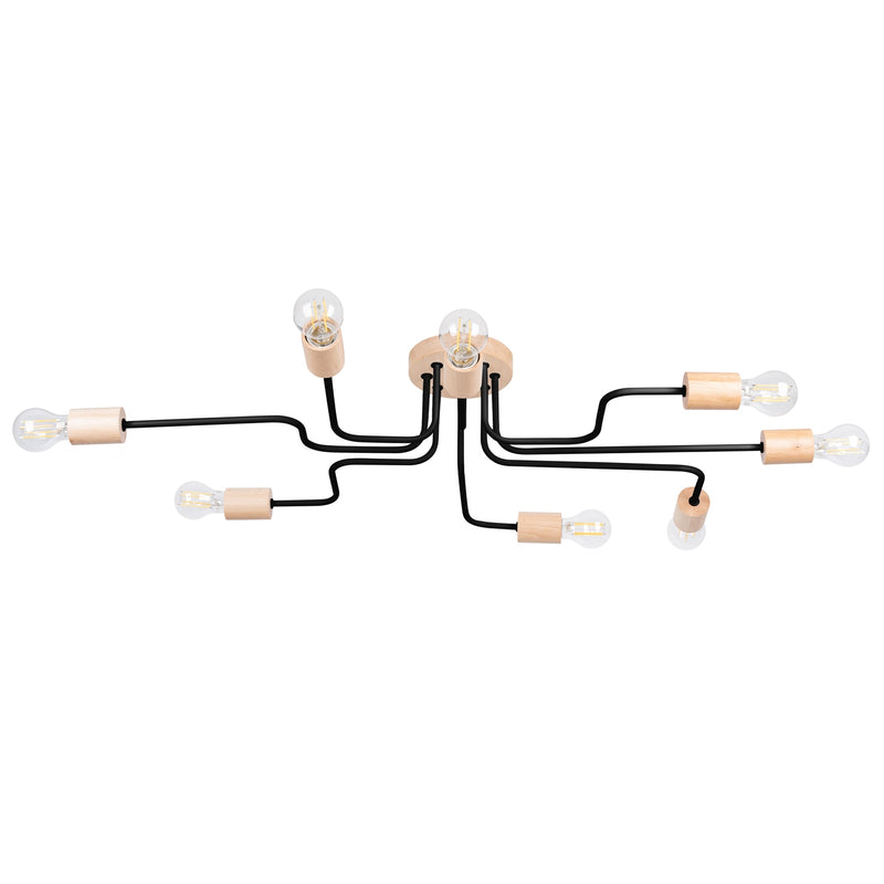 Chandelier Timbo 8-flame black wood Scandinavian design