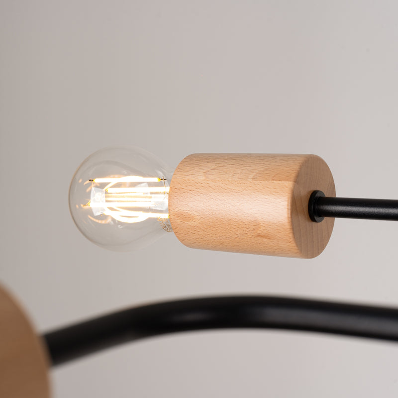 Chandelier Timbo 8-flame black wood Scandinavian design