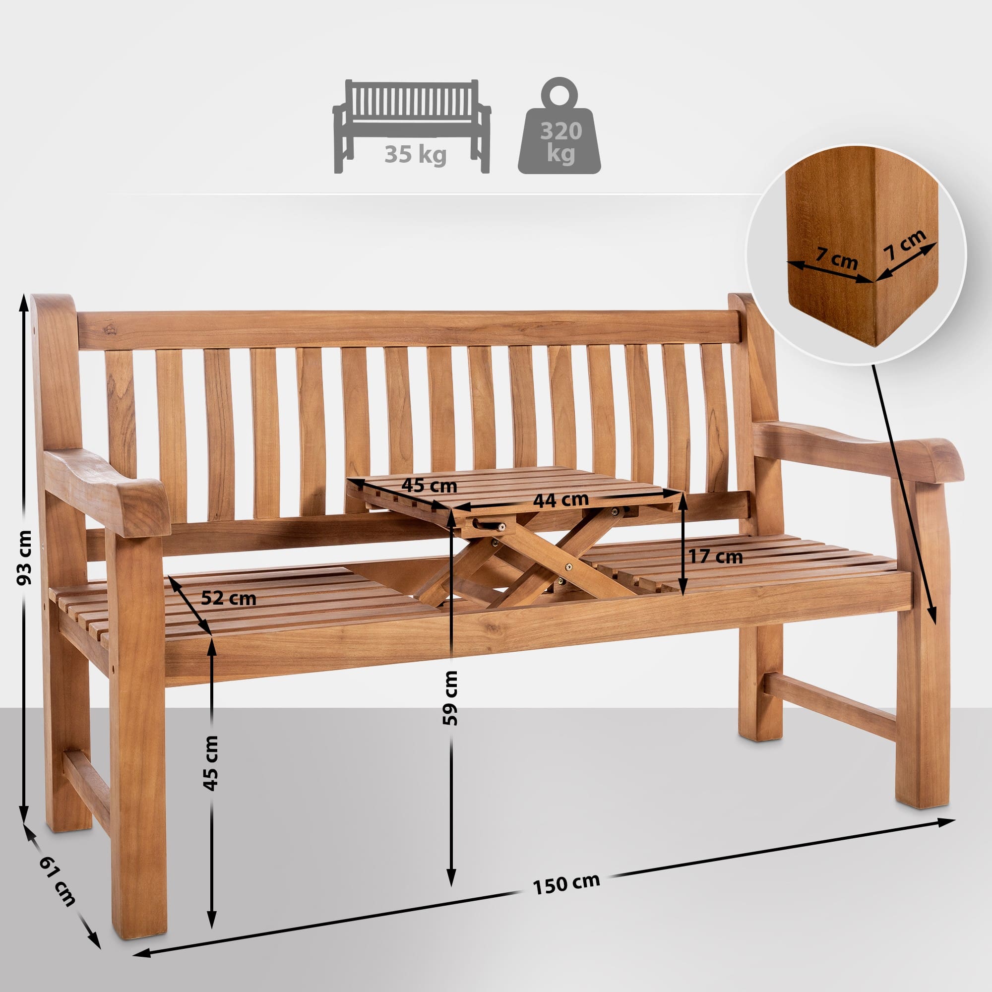 Teak bench Orlando