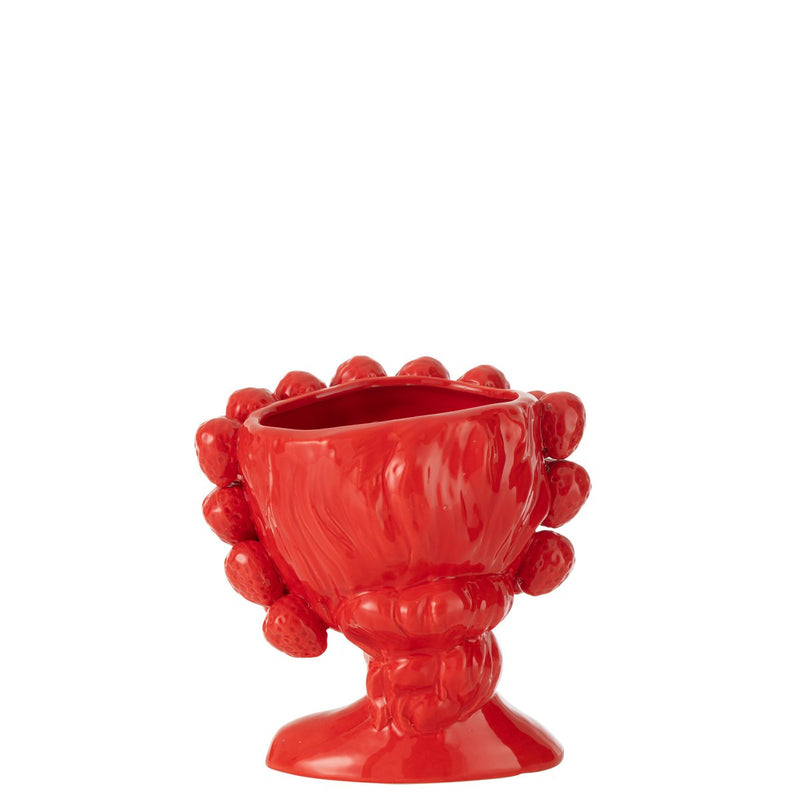 J-Line Flowerpot Strawberry Girl Ceramic Red