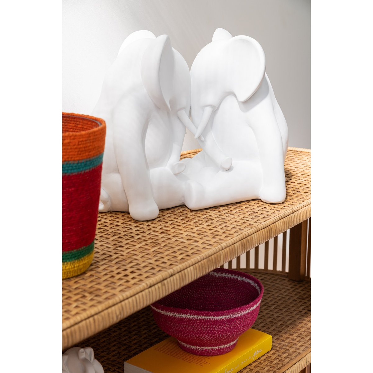 J-Line Olifant Face To Face Polyresin Wit