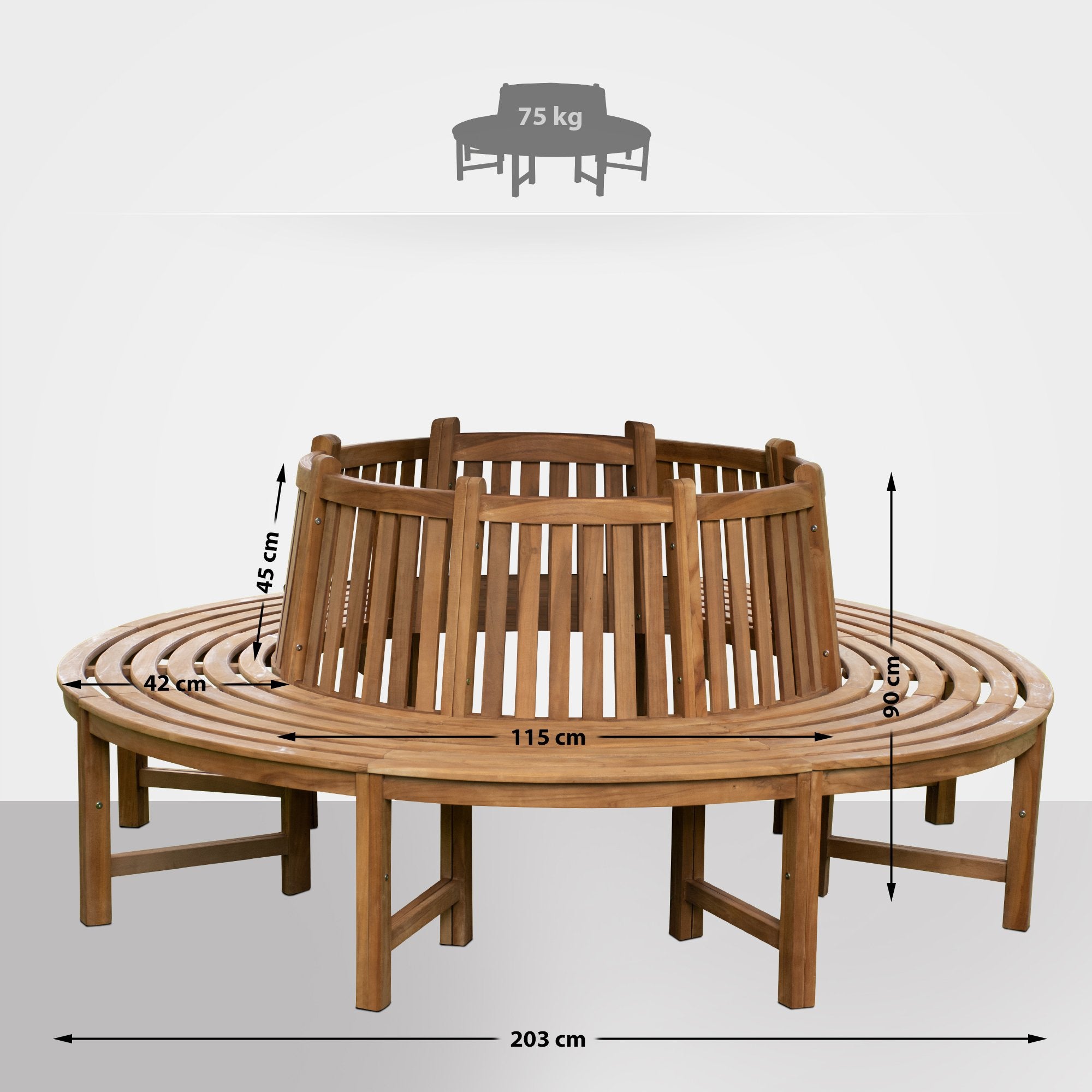 Baumbank Teak Nila mit Rückenlehne