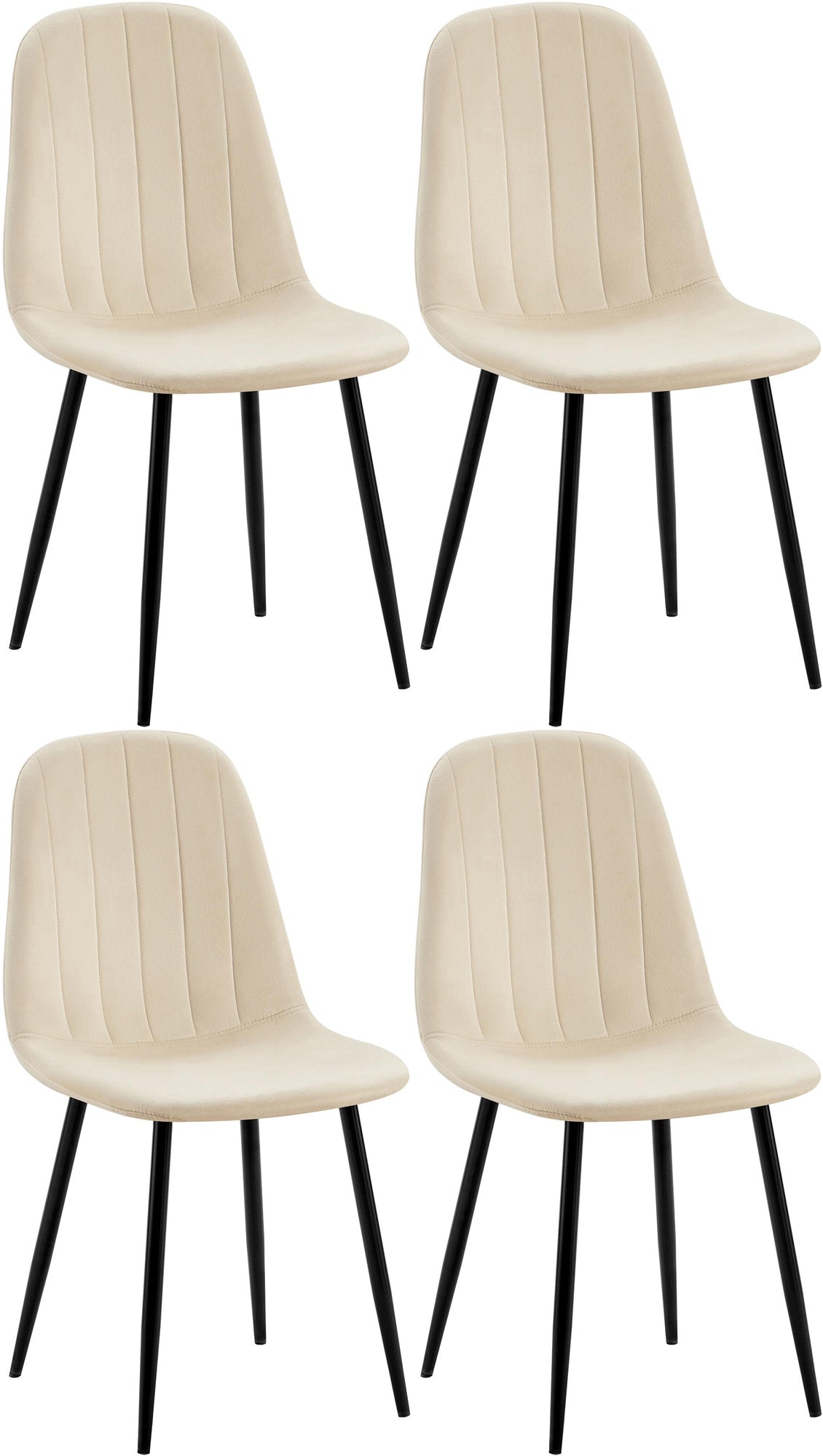 Set van 4 Baxter fluwelen eetkamerstoelen