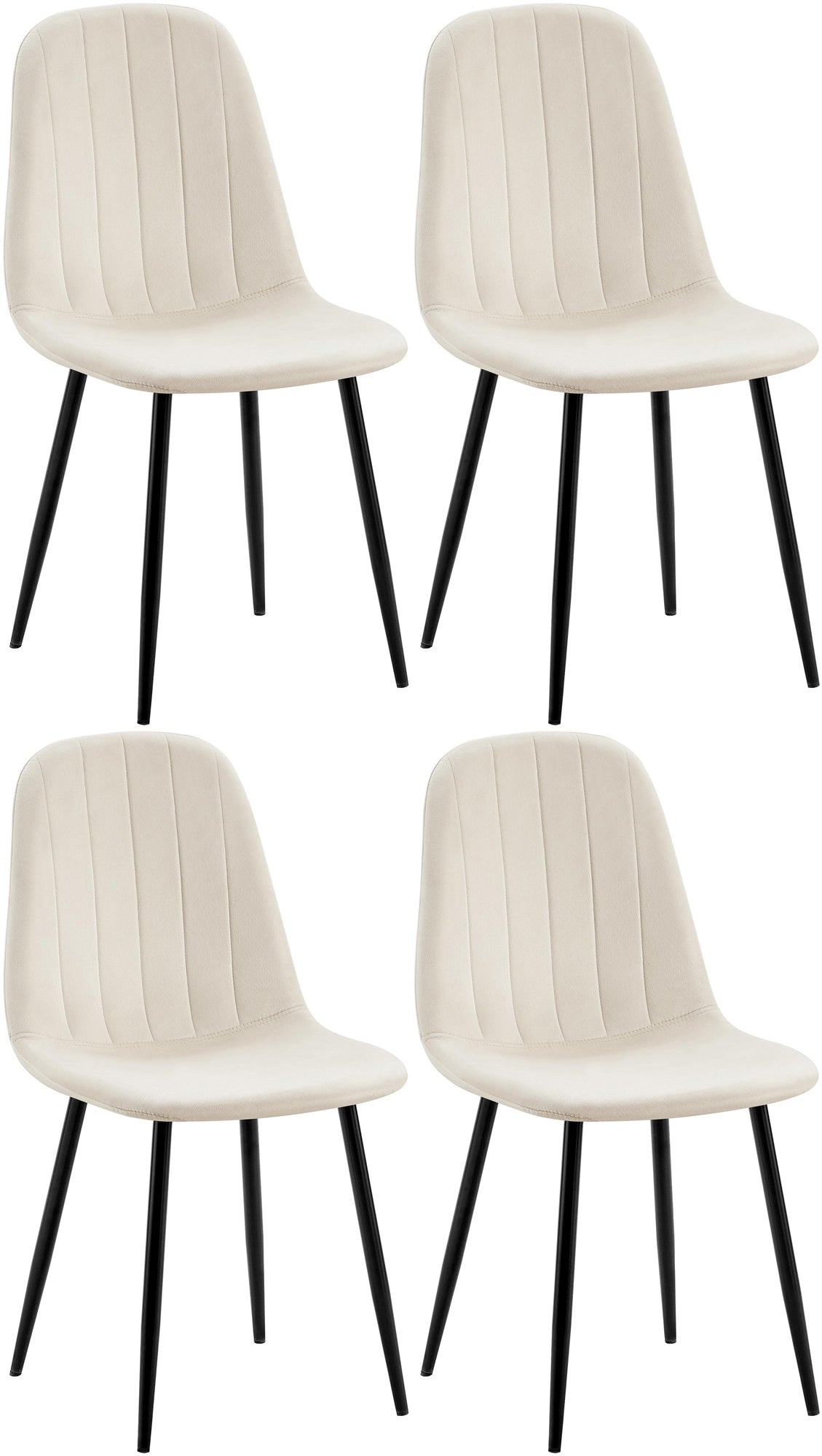 Set van 4 Baxter fluwelen eetkamerstoelen