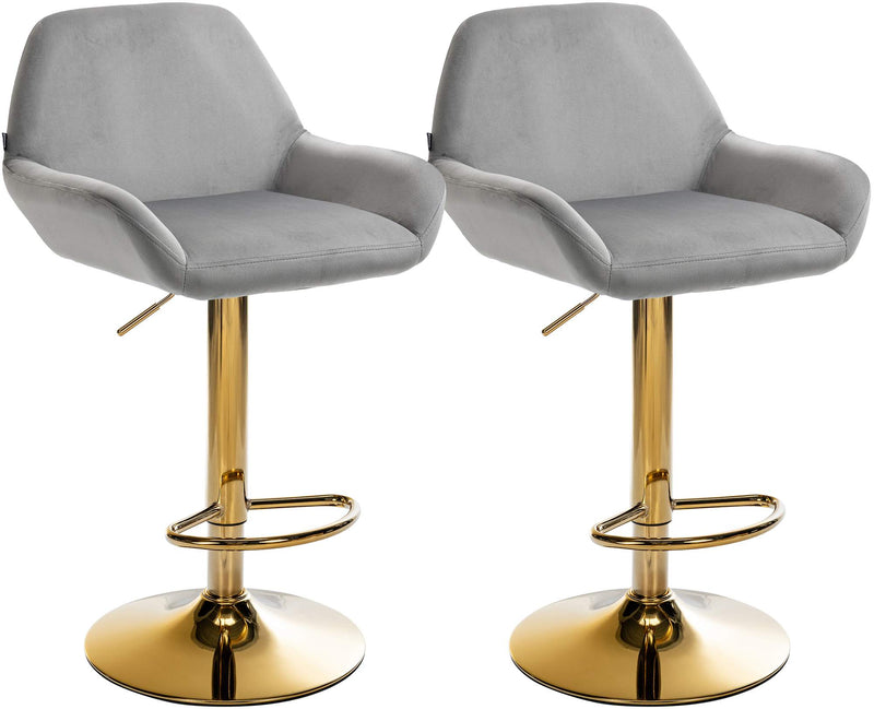 Set van 2 barkrukken Braga goud fluweel