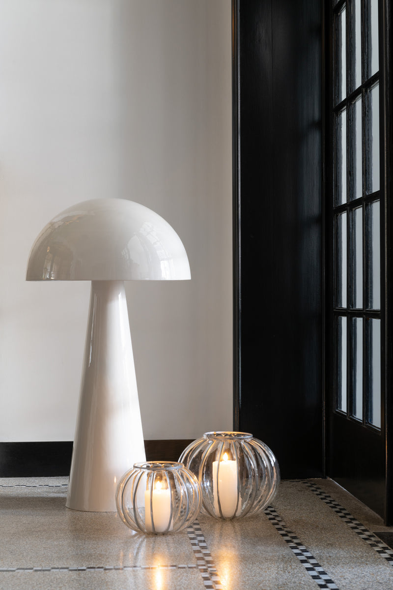 Designer Stehlampe White Mushroom XL in Pilzform - Edles Glänzendweiß