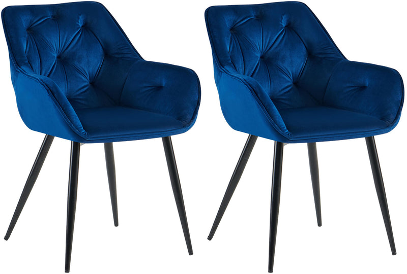 Set of 2 dining chairs Cassis velvet cover