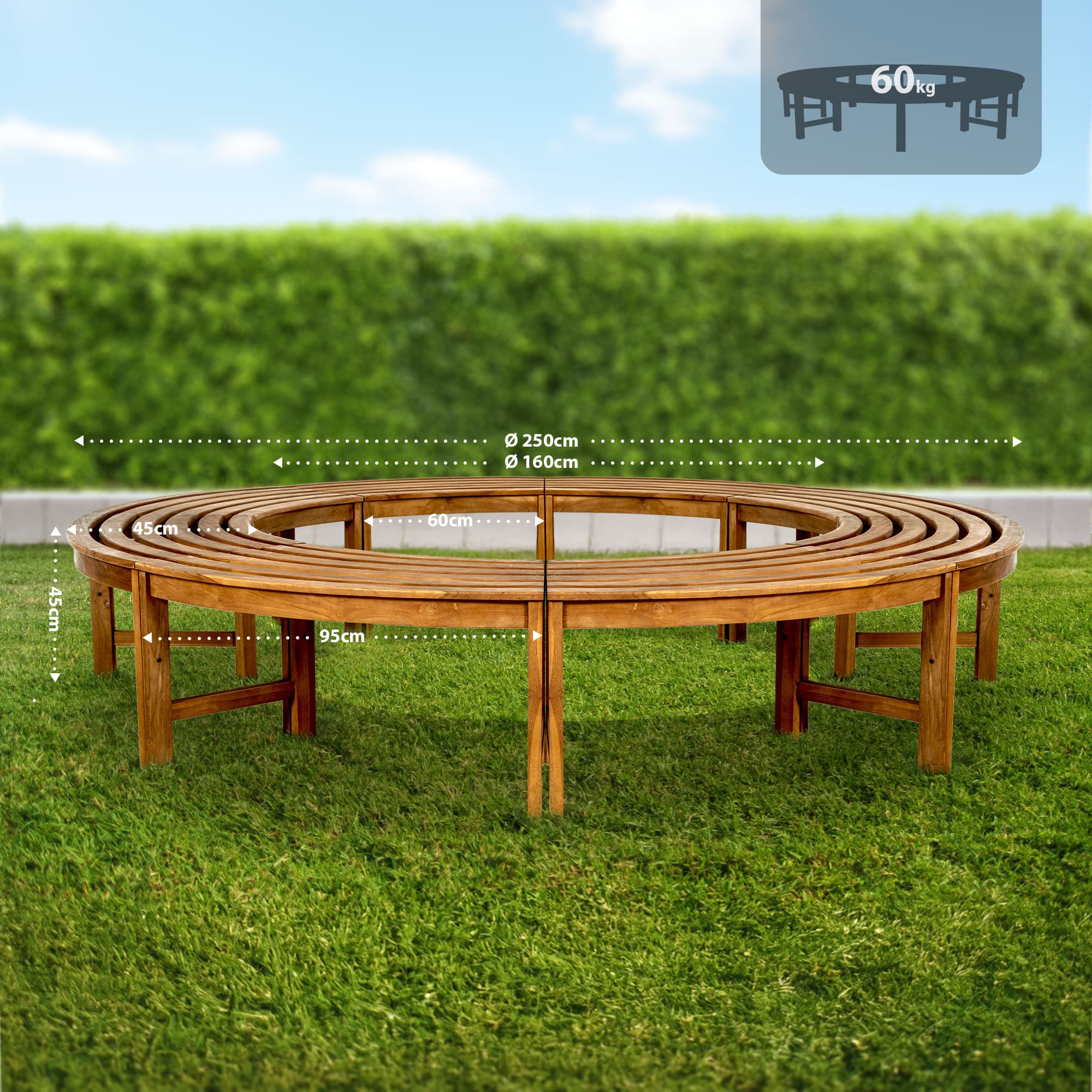 Tree bench Nila without backrest 250 cm
