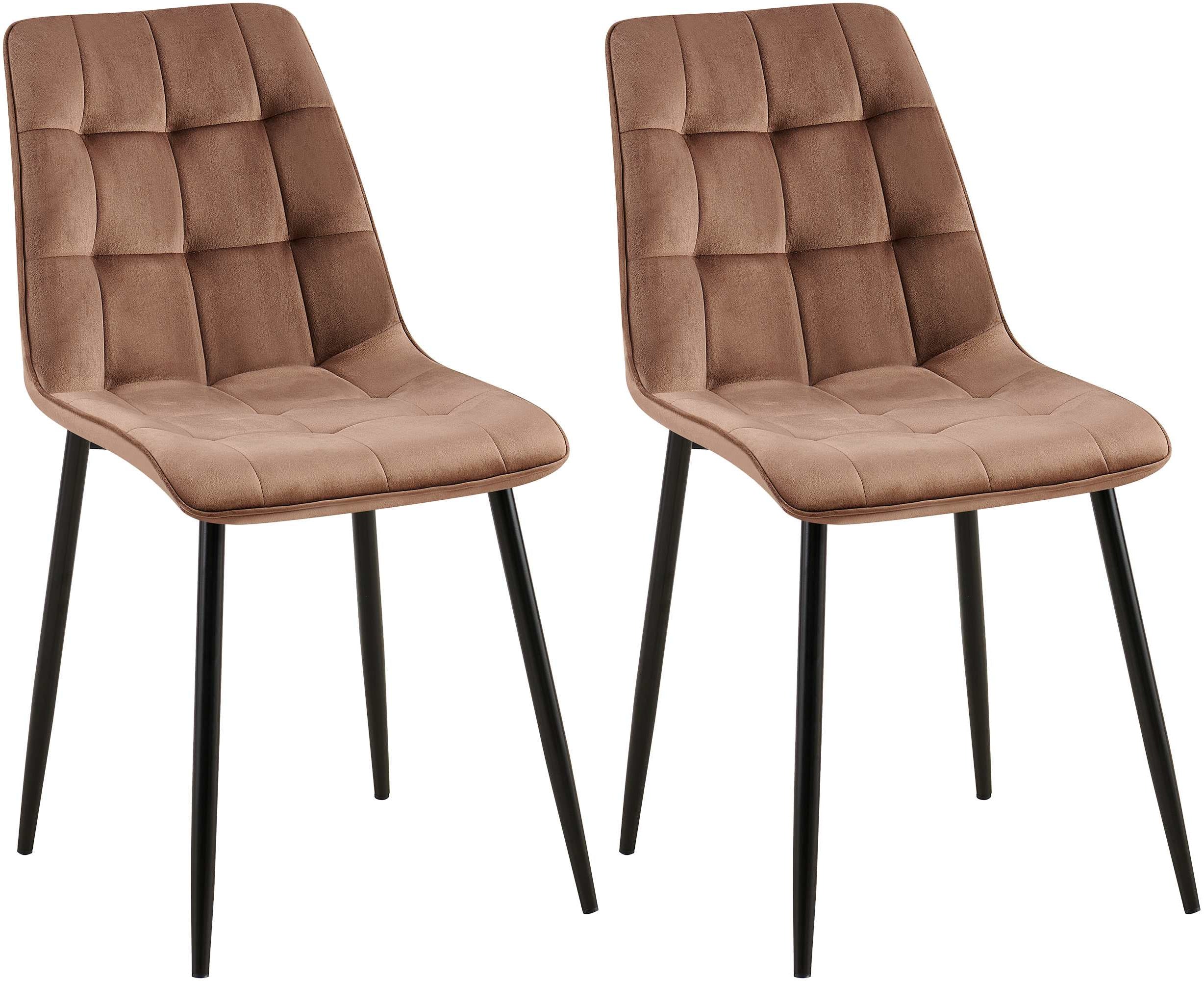 Set van 2 Gifford eetkamerstoelen met fluwelen bekleding