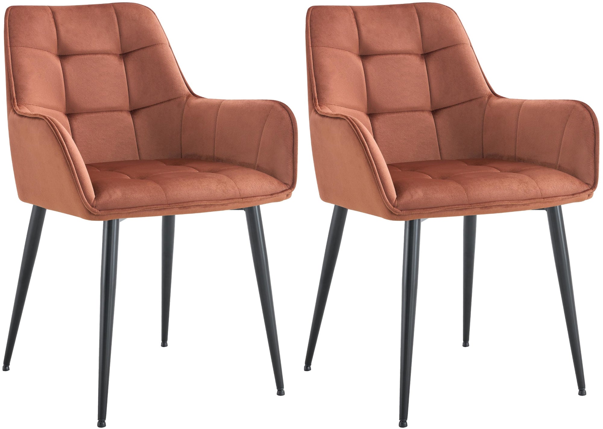 Set van 2 Ferndale fluwelen eetkamerstoelen