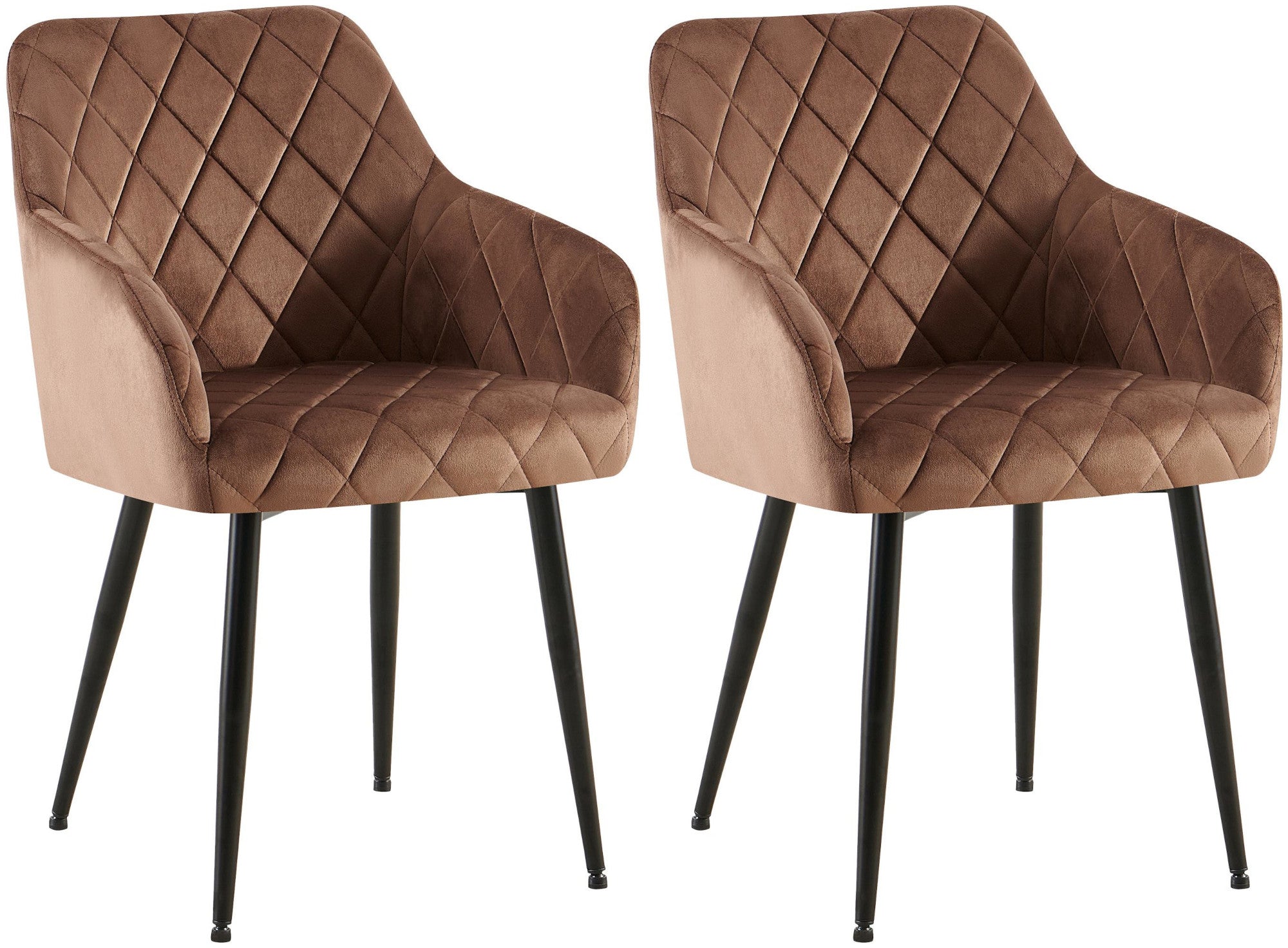 Set van 2 Monett fluwelen eetkamerstoelen