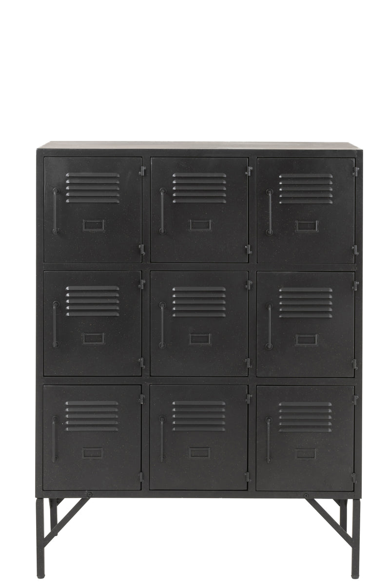 Modern 9-door black metal cabinet - storage space with an industrial flair
